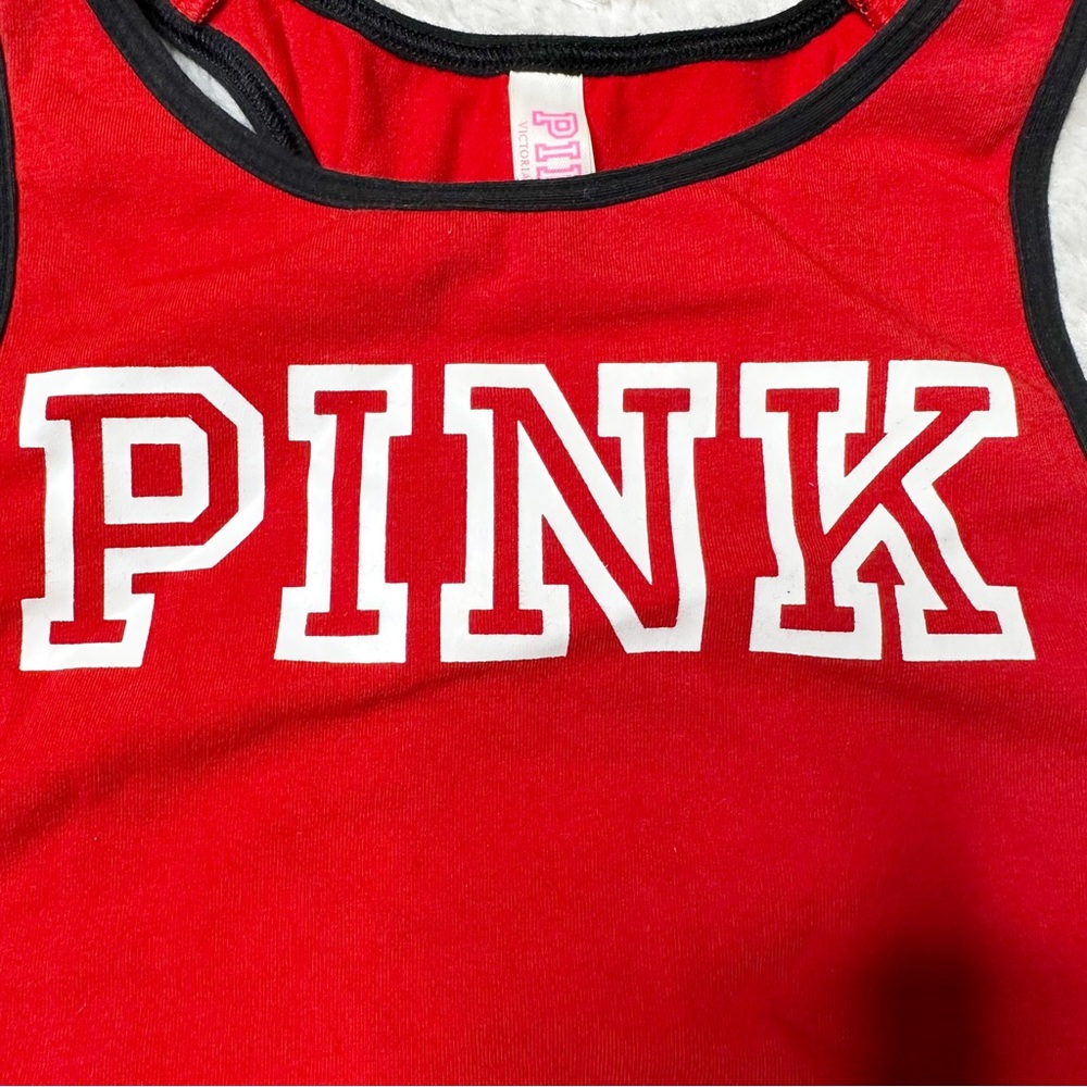 PINK VS Pink Nation Logo Crop Tank Top Red Black Women’s Sz S (AA-C) - Picture 3 of 7